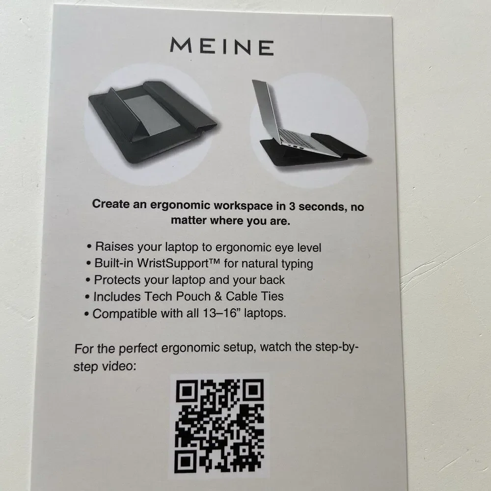 Meine Studios ERGO SLEEVE 4-in-1 Smart Sleeve 13-16” Black Workstation Set